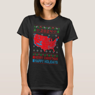 Wahlplan 2024 Trump Landslide Ugly Christmas T-Shirt