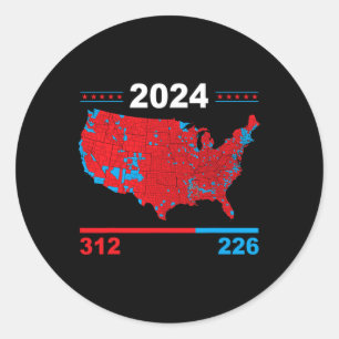 Wahlplan Trump 312 Red 2024 Wahlergebnisse Runder Aufkleber