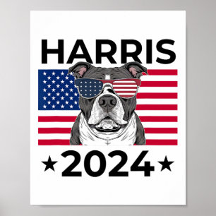 Wahlstimme Kamala Harris 2024 Pitbull-Hund USA F Poster
