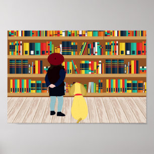 Wählt ein Buch aus, das er mit in die Hundepension Poster