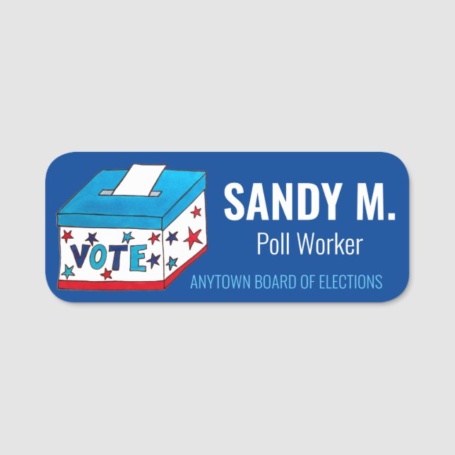 Wahltag Abstimmung Wahlurne Wahlbeteiligung Namensschild (Vorderseite)