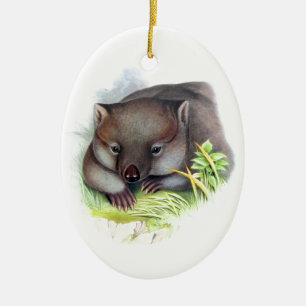 Wahnsinnig niedliche australische Wombat Vintag Keramik Ornament
