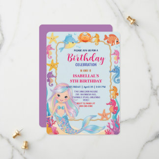 Wahnsinnig Regenbogen-Meerjungfrau Krake Geburtsta Save The Date