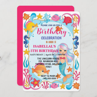 Wahnsinnig Regenbogen-Meerjungfrau Krake Geburtsta Save The Date