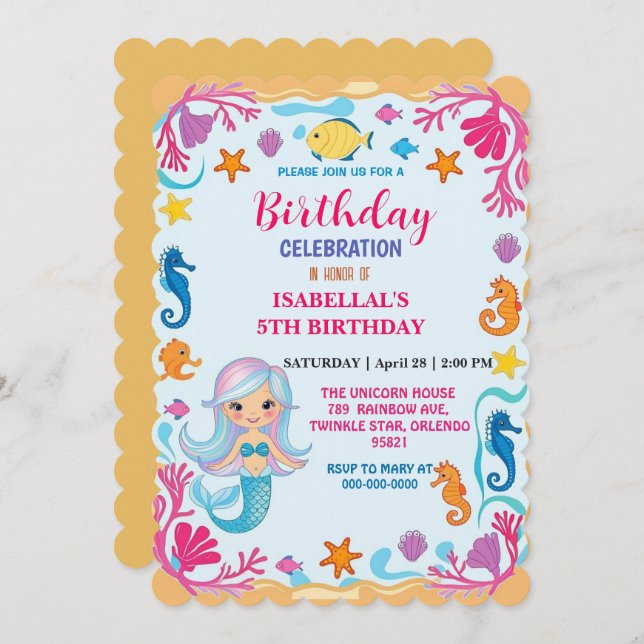 Wahnsinnige Regenbogenfrau Seepferd Geburtstag Save The Date (Vorne/Hinten)