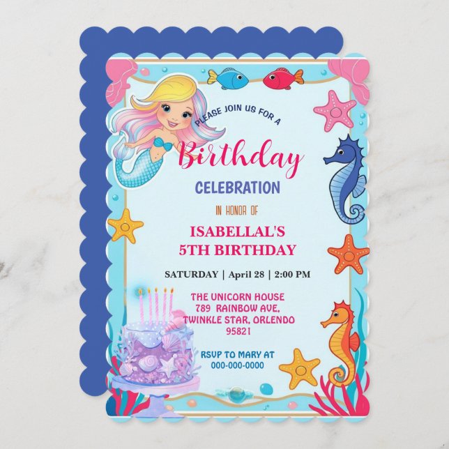 Wahnsinnige Regenbogenfrau Seepferd Geburtstag Save The Date (Vorne/Hinten)