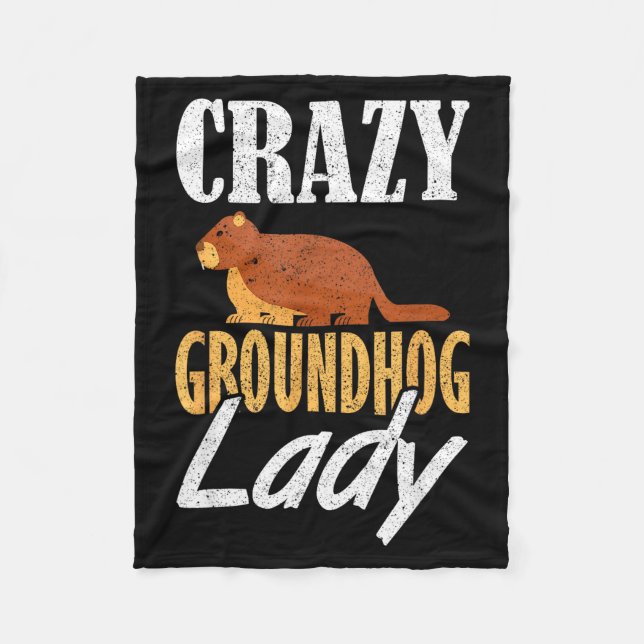 Wahnsinniger Groundhog-Groundhog-Lady _1  Fleecedecke (Vorderseite)