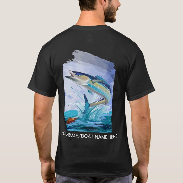 Wahoo Sport Fishing T - Shirt neue Kunstwerke. (Rückseite)