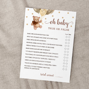 Wahr oder Falsch Fakten Baby Shower Party Spielkar Einladung