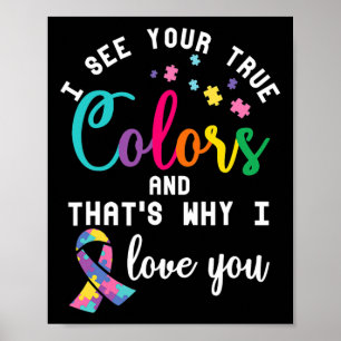 Wahre Autismus Farben Autistic Awareness Ribbon Sp Poster