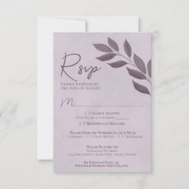 Wahre Blätter Lila Moderne schicke Hochzeit RSVP Karte
