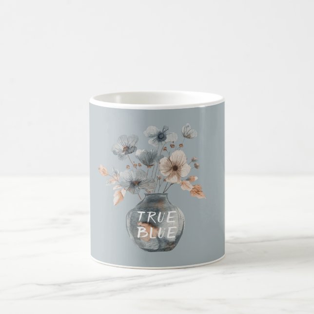 Wahre Blaue Creme Blumenvase Kaffeetasse (Mittel)