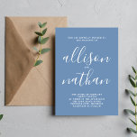 Wahre Einfachheit 1 Denim Blue Minimalistisch Wedd Einladung<br><div class="desc">Diese einfache und wunderschöne Hochzeitseinladung ist perfekt für den Minimalisten in uns allen! Bitte kontaktieren Sie mich,  wenn Sie Hilfe bei der Anpassung des Textes dieser Hochzeitseinladung wünschen.</div>