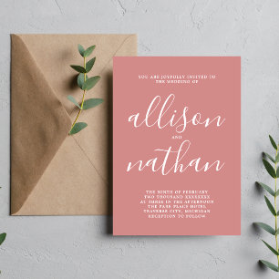 Wahre Einfachheit 1 Dusty Rose Minimalistische Hoc Einladung