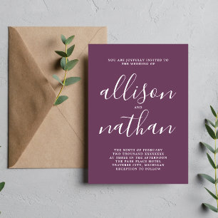 Wahre Einfachheit 1 Minimalistische Hochzeit mit W Einladung