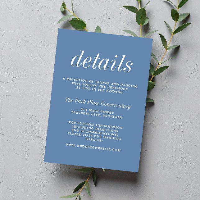 Wahre Einfachheit 2 Denim Blue Minimalistisch Wedd Begleitkarte (Von Creator hochgeladen)