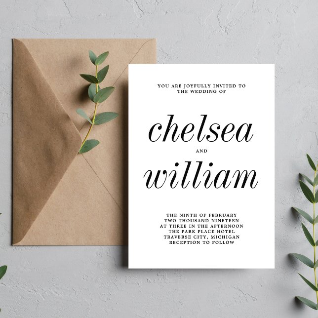 Wahre Einfachheit 2 Minimalistische Hochzeit in Sc Einladung (Von Creator hochgeladen)