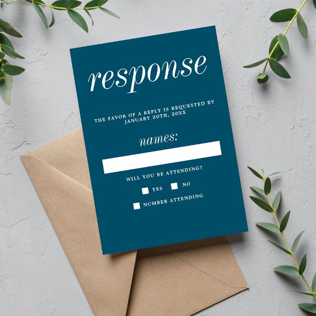 Wahre Einfachheit 2 Neptun Minimalistische Hochzei RSVP Karte (Von Creator hochgeladen)