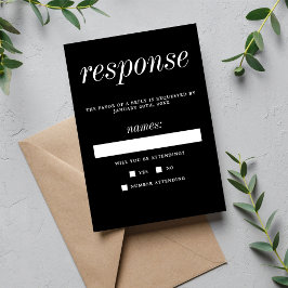 Wahre Einfachheit 2 Schwarze Minimalistische Hochz RSVP Karte