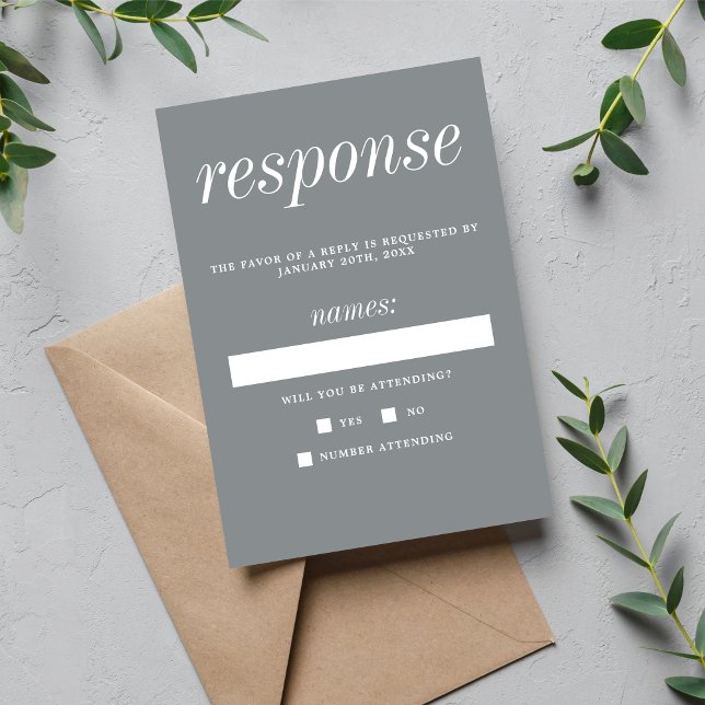 Wahre Einfachheit 2 Steingraue Minimalistische Hoc RSVP Karte (Von Creator hochgeladen)