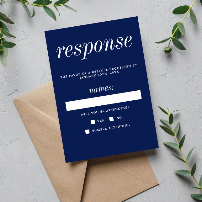 Wahre Einfachheit 2 Tinten Minimalistische Hochzei RSVP Karte (Von Creator hochgeladen)