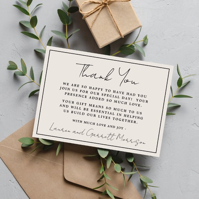 Wahre Einfachheit 3 Beige & Schwarz Vielen Dank Dankeskarte (Von Creator hochgeladen)