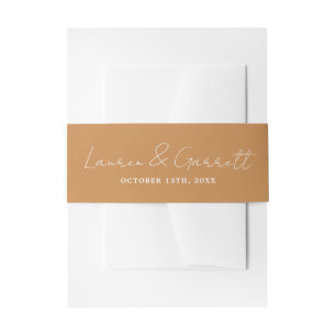Wahre Einfachheit 3 Bride Groom Apricot Hochzeit Einladungsbanderole