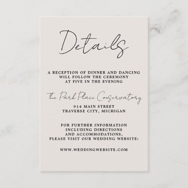 Wahre Einfachheit 3 Minimalistische Hochzeiten auf Begleitkarte (Vorderseite)