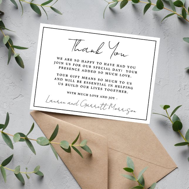 Wahre Einfachheit 3 Schwarz und Weiß Vielen Dank Dankeskarte (Von Creator hochgeladen)