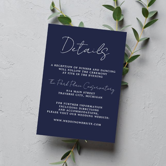 Wahre Einfachheit 3 Script Minimal Dunkle Navy Bla Begleitkarte (Von Creator hochgeladen)