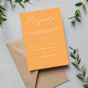 Wahre Einfachheit 3 Script Minimal Sorbet Hochzeit RSVP Karte
