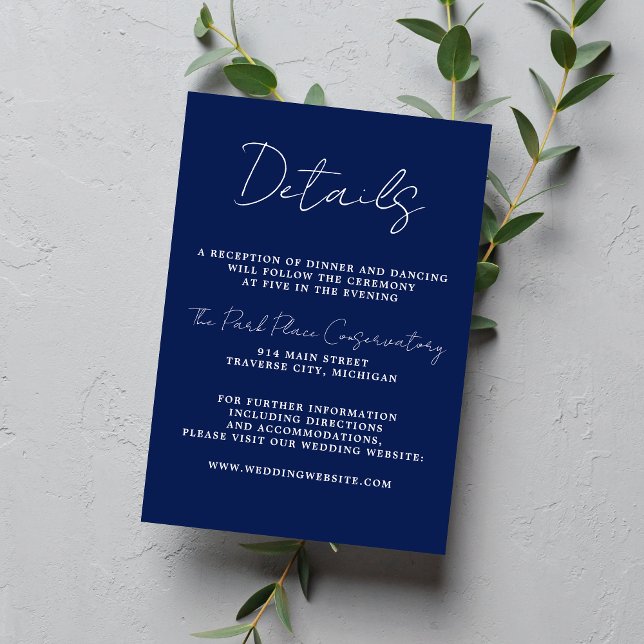 Wahre Einfachheit 3 Script Minimal Tinte Blue Wedd Begleitkarte (Von Creator hochgeladen)