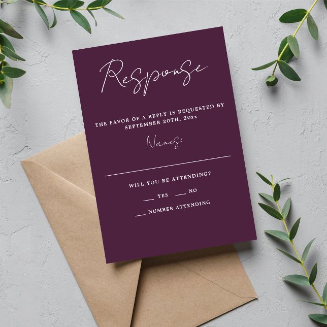 Wahre Einfachheit 3 Script Minimale Hochzeit RSVP Karte (Von Creator hochgeladen)