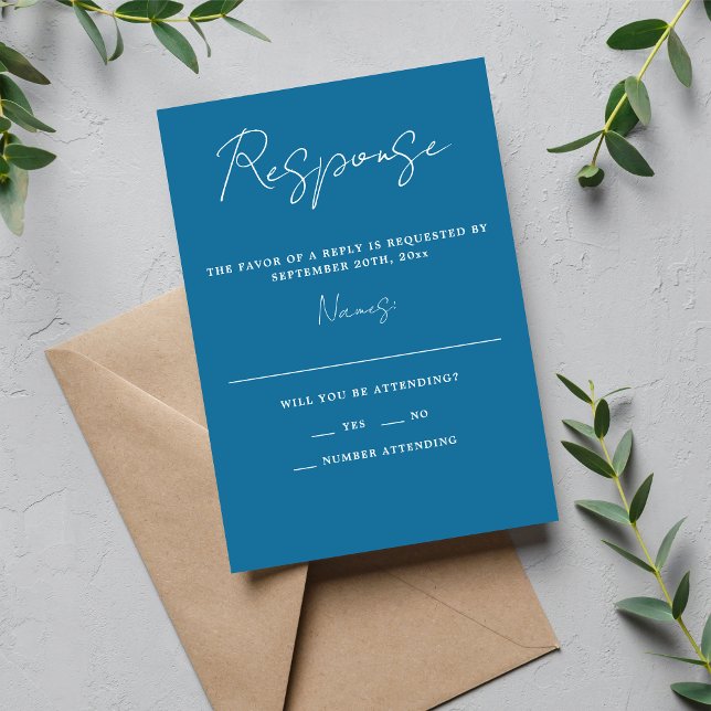 Wahre Einfachheit 3 Script Minimale Winterhochzeit RSVP Karte (Von Creator hochgeladen)