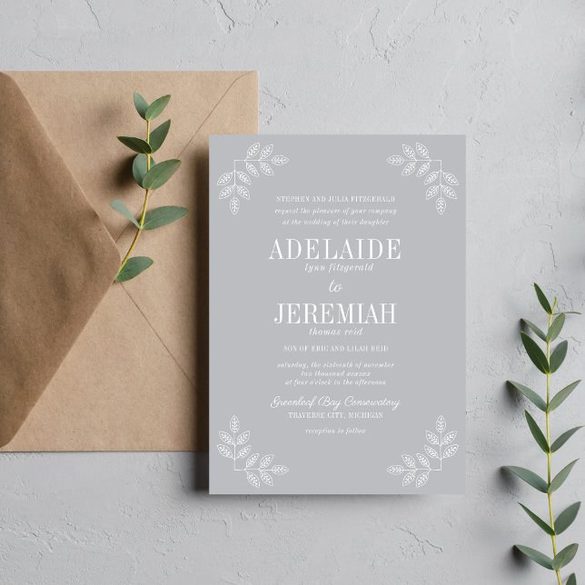 Wahre Einfachheit 6 Bloral Sterling Wedding Einladung (Von Creator hochgeladen)