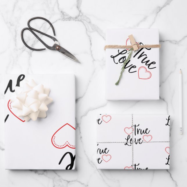 Wahre Liebe Black Valentine Geschenkpapier Set (Vorderseite)