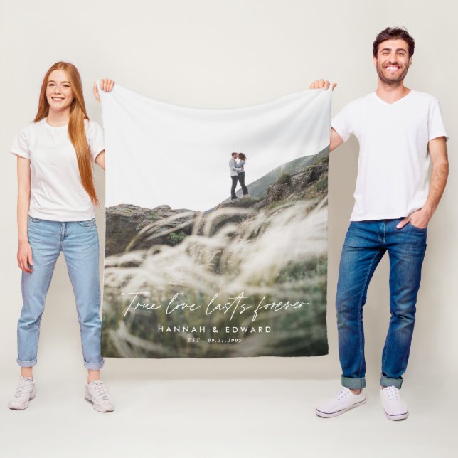 Wahre Liebe Foto Modernes, personalisiertes Gesche Fleecedecke (Beispiel)