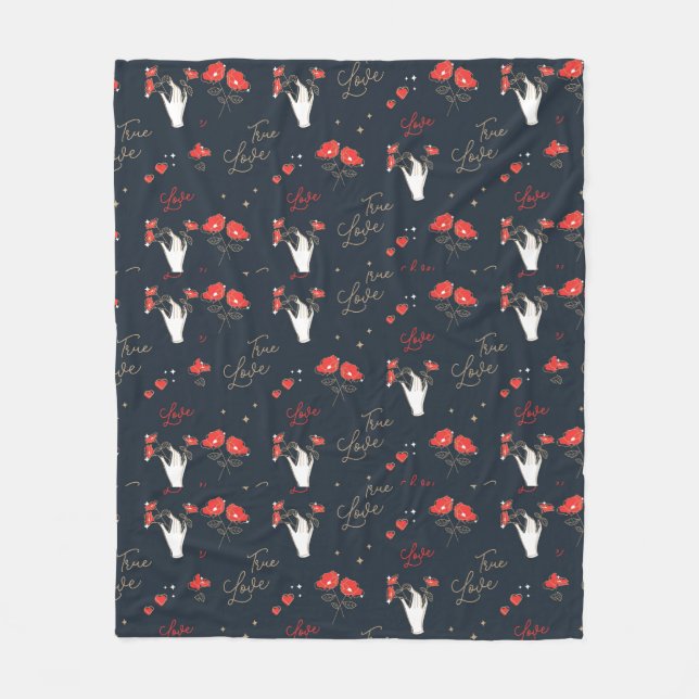 Wahre Liebe Hände und Blume Fleecedecke (Vorderseite)