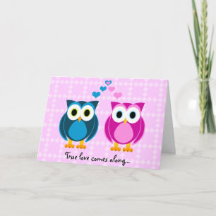 Wahre Liebe kommt mit... Owl Cartoon Card Karte
