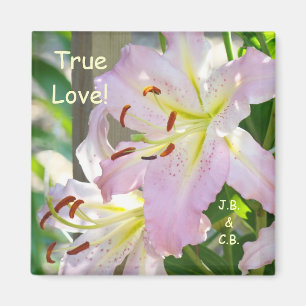 Wahre Liebe! Magnet Name Initialen Rosa Lilien Blu