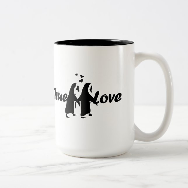 Wahre Liebe (Penguin) Zweifarbige Tasse (Rechts)