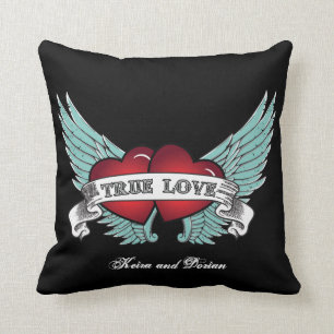Wahre Liebe-Rockabilly Winged Herz Kissen
