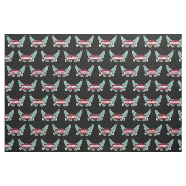 Wahre Liebe-Rockabilly Winged Herz Stoff (Fat Quarter (45,7 x 55,9 cm))