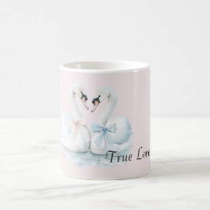 Wahre Liebe Schwäne Rosa Blaue Schleifen Kaffeetasse