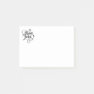 Wahre Liebe Schwarz-Weiß-Typografie Hochzeit Braut Post-it Klebezettel
