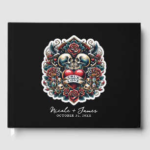 Wahre Liebe Skelett Herz Tattoo Hochzeit Gästebuch