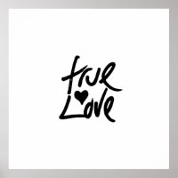 "Wahre Liebe" Typografie und gemaltes Herz