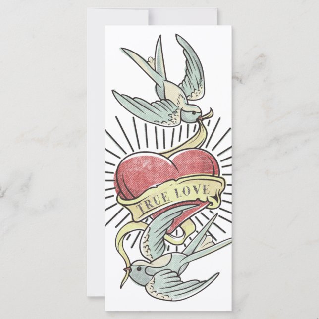 Wahre Liebe | Vintage Tattoo Birds mit Herz (Vorderseite)