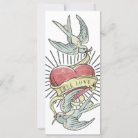 Wahre Liebe | Vintage Tattoo Birds mit Herz