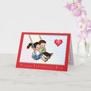 Wahre Liebe Vintage Valentinstag Bunte Herzen Karte